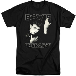 AN OFFCIALLY LICENSED DAVID BOWIE HEROES COVER MEN'S TALL FIT T-SHIRT BLACK