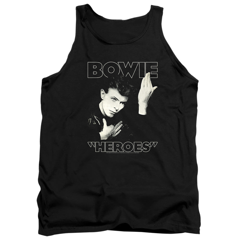 AN OFFCIALLY LICENSED DAVID BOWIE HEROES COVER ADULT UNISEX TANK TOP BLACK