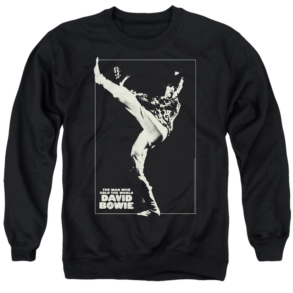 AN OFFCIALLY LICENSED DAVID BOWIE THE MAN COVER ADULT UNISEX CREWNECK SWEATSHIRT BLACK