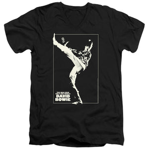 AN OFFCIALLY LICENSED DAVID BOWIE THE MAN COVER MEN'S V-NECK T-SHIRT BLACK