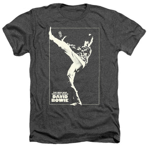 AN OFFCIALLY LICENSED DAVID BOWIE THE MAN COVER MEN'S HEATHER T-SHIRT CHARCOAL