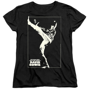 AN OFFCIALLY LICENSED DAVID BOWIE THE MAN COVER WOMEN'S REGULAR FIT T-SHIRT BLACK