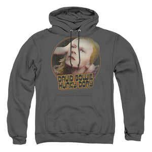 AN OFFCIALLY LICENSED DAVID BOWIE HUNKY DORY CIRCLE ADULT UNISEX PULLOVER HOODIE CHARCOAL