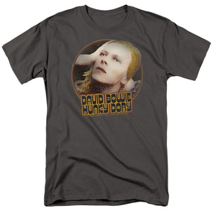 AN OFFCIALLY LICENSED DAVID BOWIE HUNKY DORY CIRCLE MEN'S REGULAR FIT T-SHIRT CHARCOAL