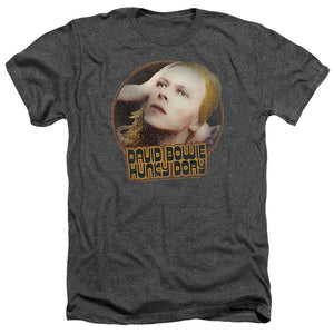 AN OFFCIALLY LICENSED DAVID BOWIE HUNKY DORY CIRCLE MEN'S HEATHER T-SHIRT CHARCOAL