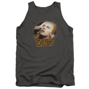 AN OFFCIALLY LICENSED DAVID BOWIE HUNKY DORY CIRCLE ADULT UNISEX TANK TOP CHARCOAL