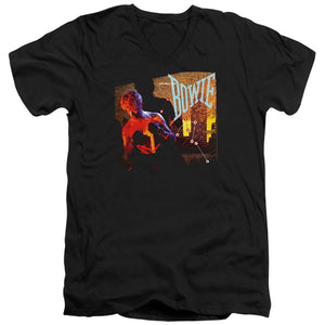 AN OFFCIALLY LICENSED DAVID BOWIE LETS DANCE MEN'S V-NECK T-SHIRT BLACK