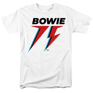 AN OFFCIALLY LICENSED DAVID BOWIE BOWIE 75 LOGO MEN'S REGULAR FIT T-SHIRT WHITE