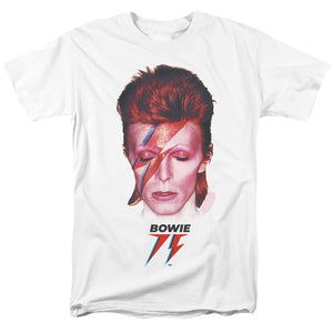 AN OFFCIALLY LICENSED DAVID BOWIE ALADDIN SANE 75 MEN'S REGULAR FIT T-SHIRT WHITE