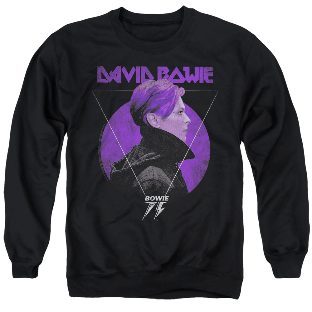 AN OFFCIALLY LICENSED DAVID BOWIE SIDE PROFILE 75 LOGO ADULT UNISEX CREWNECK SWEATSHIRT BLACK