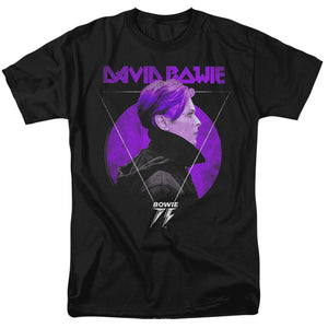 AN OFFCIALLY LICENSED DAVID BOWIE SIDE PROFILE 75 LOGO MEN'S REGULAR FIT T-SHIRT BLACK