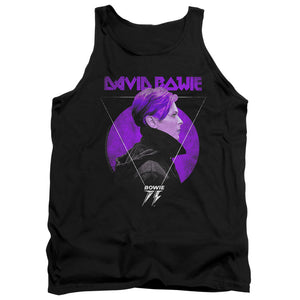 AN OFFCIALLY LICENSED DAVID BOWIE SIDE PROFILE 75 LOGO ADULT UNISEX TANK TOP BLACK