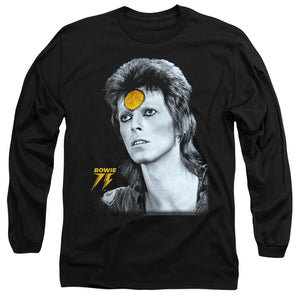 AN OFFCIALLY LICENSED DAVID BOWIE GOLDEN BOWIE MEN'S LONG SLEEVE T-SHIRT BLACK