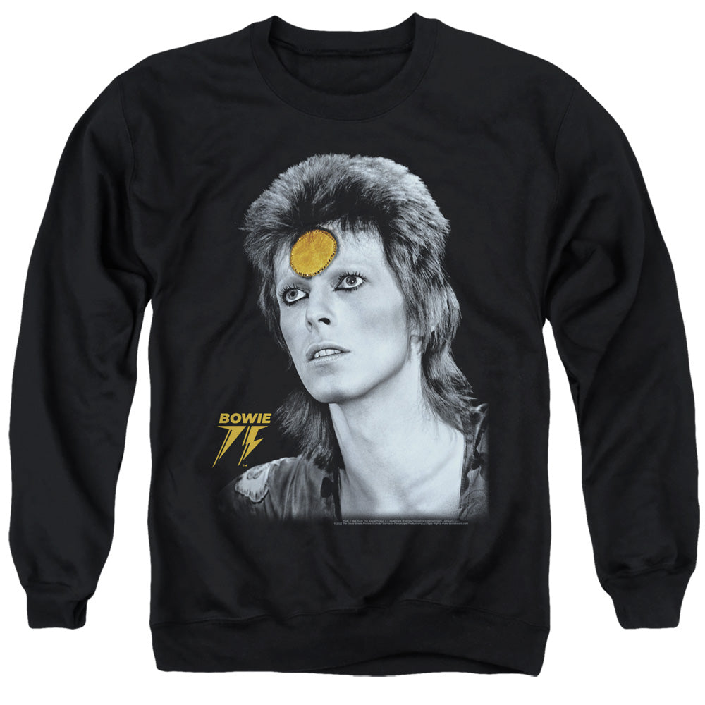 AN OFFCIALLY LICENSED DAVID BOWIE GOLDEN BOWIE ADULT UNISEX CREWNECK SWEATSHIRT BLACK