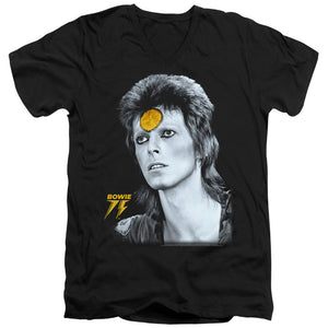 AN OFFCIALLY LICENSED DAVID BOWIE GOLDEN BOWIE MEN'S V-NECK T-SHIRT BLACK