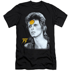AN OFFCIALLY LICENSED DAVID BOWIE GOLDEN BOWIE MEN'S PREMIUM SLIM FIT T-SHIRT BLACK