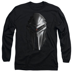 AN OFFCIALLY LICENSED BSG CYLON HEAD MEN'S LONG SLEEVE T-SHIRT BLACK