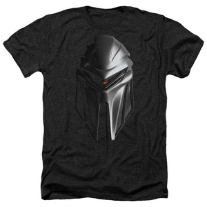 AN OFFCIALLY LICENSED BSG CYLON HEAD MEN'S HEATHER T-SHIRT CHARCOAL
