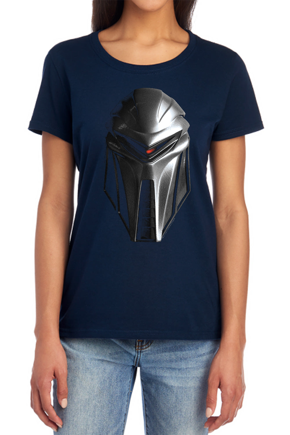 AN OFFCIALLY LICENSED BSG CYLON HEAD WOMEN'S REGULAR FIT T-SHIRT BLACK
