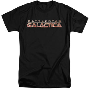 AN OFFCIALLY LICENSED BSG LOGO MEN'S TALL FIT T-SHIRT BLACK