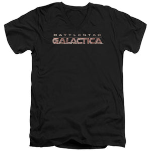 AN OFFCIALLY LICENSED BSG LOGO MEN'S V-NECK T-SHIRT BLACK