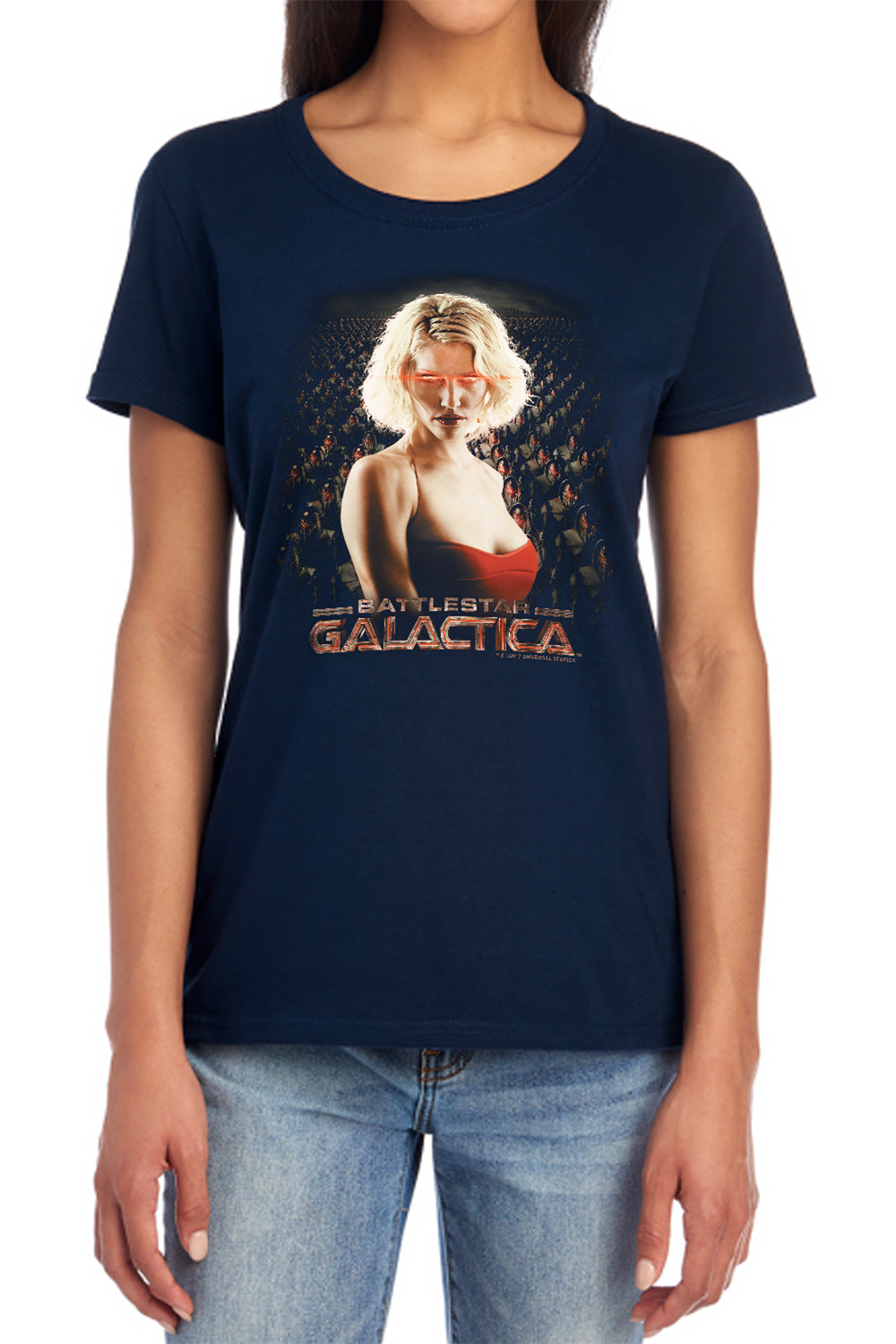 AN OFFCIALLY LICENSED BSG CYLON LEGION WOMEN'S REGULAR FIT T-SHIRT BLACK