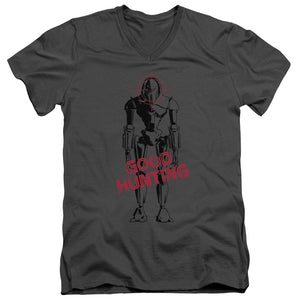 AN OFFCIALLY LICENSED BSG GOOD HUNTING MEN'S V-NECK T-SHIRT CHARCOAL