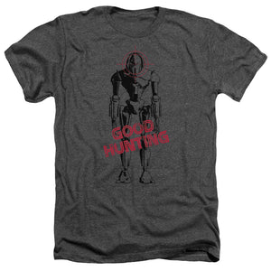 AN OFFCIALLY LICENSED BSG GOOD HUNTING MEN'S HEATHER T-SHIRT CHARCOAL