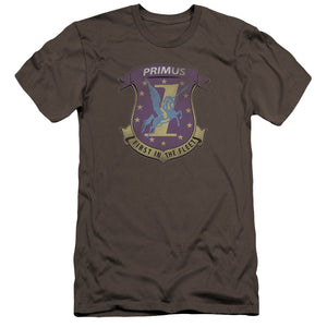 AN OFFCIALLY LICENSED BSG PRIMAS BADGE MEN'S PREMIUM SLIM FIT T-SHIRT CHARCOAL