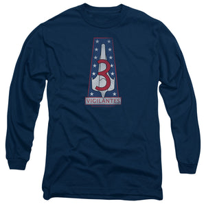 AN OFFCIALLY LICENSED BSG VIGILANTES BADGE MEN'S LONG SLEEVE T-SHIRT NAVY