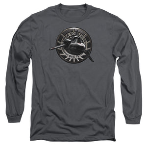 AN OFFCIALLY LICENSED BSG VIPER SQUADRON MEN'S LONG SLEEVE T-SHIRT CHARCOAL