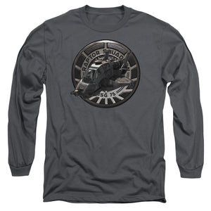 AN OFFCIALLY LICENSED BSG RAPTOR SQUADRON MEN'S LONG SLEEVE T-SHIRT CHARCOAL