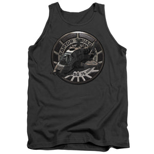 AN OFFCIALLY LICENSED BSG RAPTOR SQUADRON ADULT UNISEX TANK TOP CHARCOAL