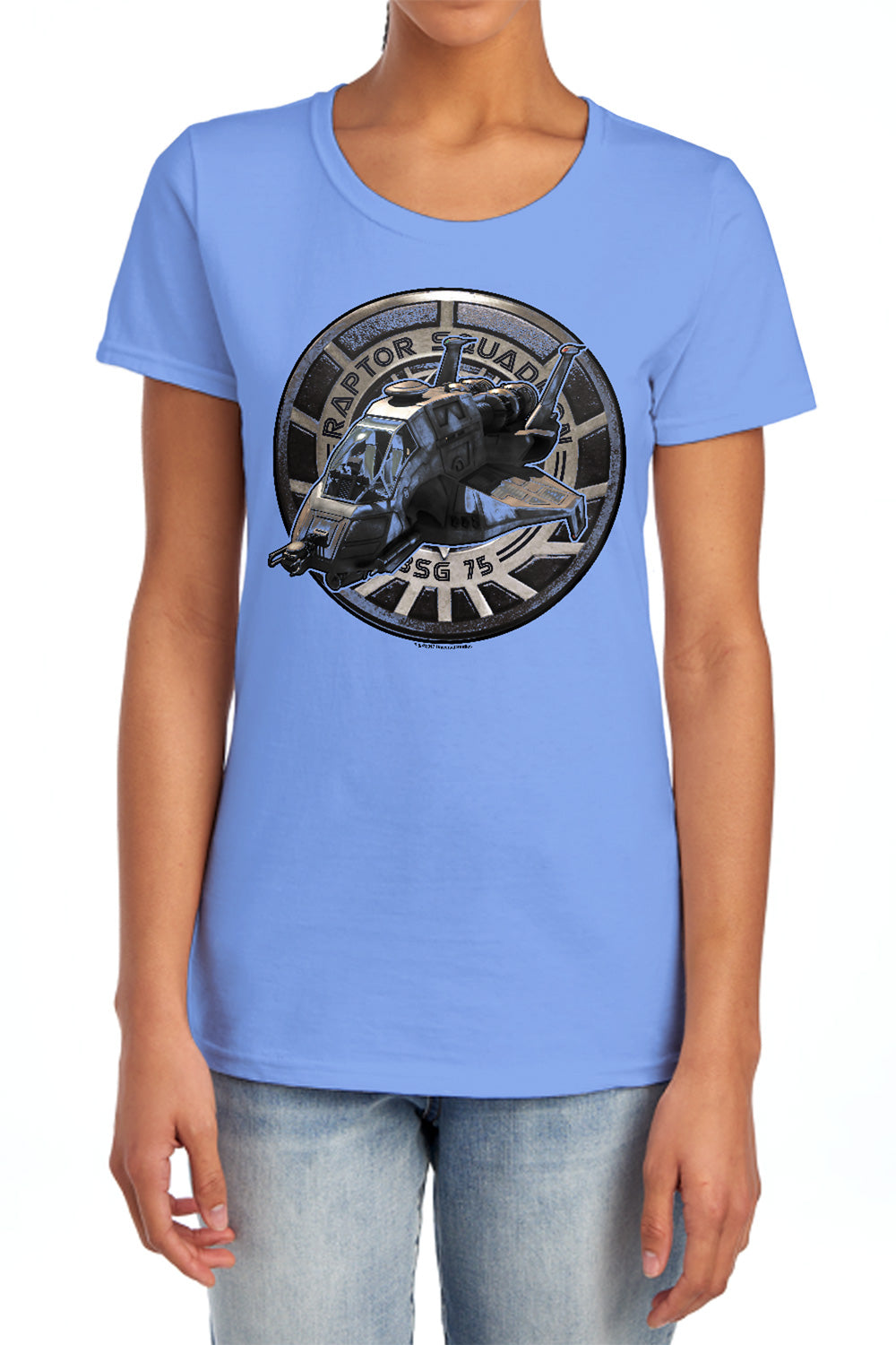 AN OFFCIALLY LICENSED BSG RAPTOR SQUADRON WOMEN'S REGULAR FIT T-SHIRT CHARCOAL