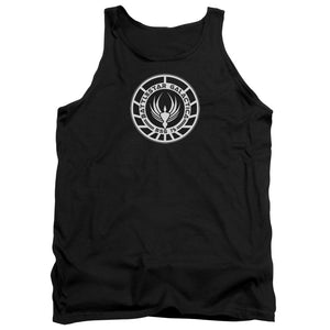 AN OFFCIALLY LICENSED BSG GALACTICA BADGE ADULT UNISEX TANK TOP BLACK