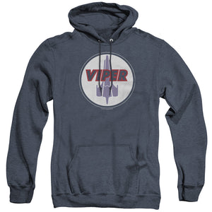AN OFFCIALLY LICENSED BSG VIPER BADGE ADULT UNISEX HEATHER PULLOVER HOODIE NAVY
