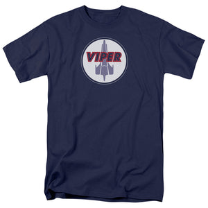AN OFFCIALLY LICENSED BSG VIPER BADGE MEN'S REGULAR FIT T-SHIRT NAVY