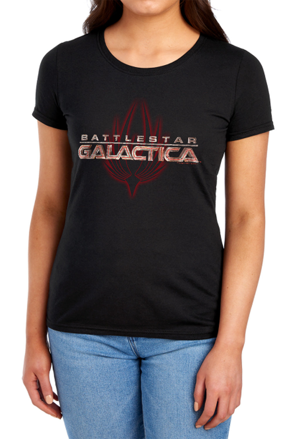 AN OFFCIALLY LICENSED BSG LOGO WITH PHOENIX WOMEN'S REGULAR FIT T-SHIRT BLACK