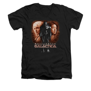 AN OFFCIALLY LICENSED BSG CREATED BY MAN MEN'S V-NECK T-SHIRT BLACK