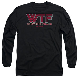 AN OFFCIALLY LICENSED BSG WTF MEN'S LONG SLEEVE T-SHIRT BLACK