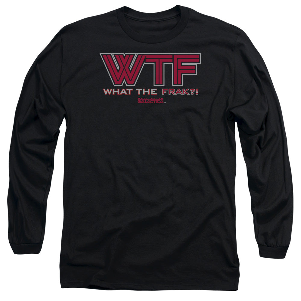 AN OFFCIALLY LICENSED BSG WTF MEN'S LONG SLEEVE T-SHIRT BLACK