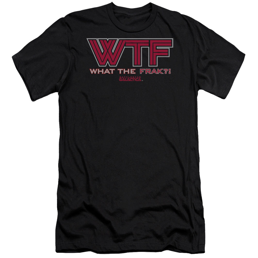 AN OFFCIALLY LICENSED BSG WTF MEN'S PREMIUM SLIM FIT T-SHIRT BLACK