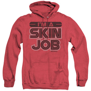 AN OFFCIALLY LICENSED BSG IM A SKIN JOB ADULT UNISEX HEATHER PULLOVER HOODIE RED