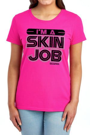AN OFFCIALLY LICENSED BSG IM A SKIN JOB WOMEN'S REGULAR FIT T-SHIRT RED