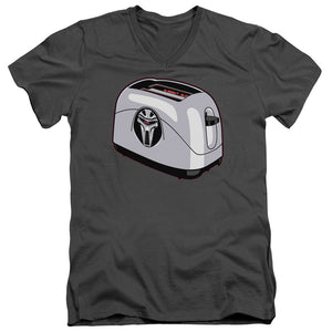 AN OFFCIALLY LICENSED BSG TOASTER MEN'S V-NECK T-SHIRT CHARCOAL