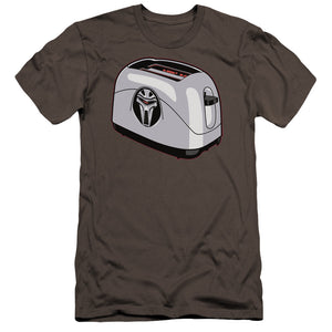AN OFFCIALLY LICENSED BSG TOASTER MEN'S PREMIUM SLIM FIT T-SHIRT CHARCOAL