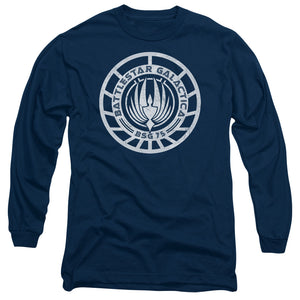 AN OFFCIALLY LICENSED BSG SCRATCHED BSG LOGO MEN'S LONG SLEEVE T-SHIRT NAVY