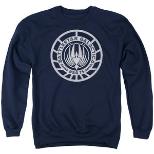 AN OFFCIALLY LICENSED BSG SCRATCHED BSG LOGO ADULT UNISEX CREWNECK SWEATSHIRT NAVY