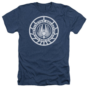AN OFFCIALLY LICENSED BSG SCRATCHED BSG LOGO MEN'S HEATHER T-SHIRT NAVY