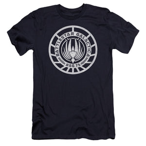 AN OFFCIALLY LICENSED BSG SCRATCHED BSG LOGO MEN'S PREMIUM SLIM FIT T-SHIRT NAVY
